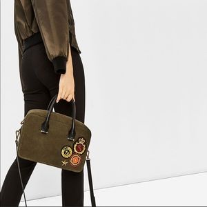 ZARA Suede patch city bag